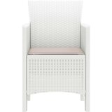 Vrtni Stolac Set od 4 Bijeli s taupe jastučićima | shoptok.hr