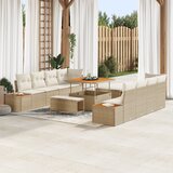 vidaXL 11-delni vrtni kavč s blazinami bež poliestra acacia | Shoptok.si