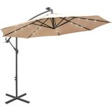 vidaXL Viseći Suncobran sLED Svjetlom 300cm Boja Pijeska Metalna Šipka | shoptok.hr