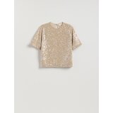 Reserved Oversized majica s pailletama - boja kože | shoptok.hr
