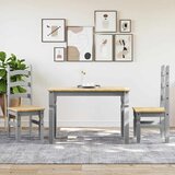 vidaXL 3-dijelni blagovaonski set Panama od masivne borovine sivi | shoptok.hr