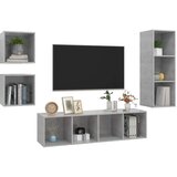 TV 4-dijelni set TV ormarića siva boja betona konstruirano drvo | shoptok.hr