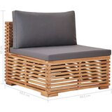 Srednja sofa sa sivim jastukom od masivne tikovine | shoptok.hr