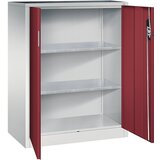 C+P Delavniška stranska omarica s krilnimi vrati, VxŠxG 1200 x 930 x 500 mm, svetlo sive / rubinasto rdeče barve | Shoptok.si