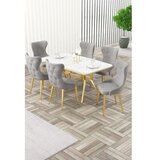 Hanah home Rasklopivi trpezarijski sto i stolice (7 delova) Esla White Marble Gold Grey | Eponuda.com