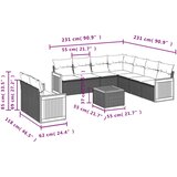  10-dijelni set vrtnih sofa od poliratana s jastucima sivi | shoptok.hr