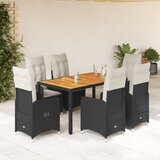 vidaXL Vrtna bistro garnitura 7-delna z blazinami črn poli ratan | Shoptok.si