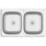  Kuhinjski sudoper s dva korita srebrni 800x500x155 mm čelični | Eponuda.ba