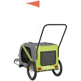 Prikolica za bicikl za ljubimce zeleno-siva tkanina i željezo | Eponuda.com