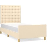  The Living Store Posteljni okvir z vzglavjem krem 100x200 cm blago - Posteljni Okvir Z Vzglavjem, (21501032) | Shoptok.si