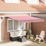 vidaXL Ročna Retraktibilna Tenda z LED Rdeča in Bela Črta 350x250 cm Cene