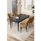 Hanah home arp - black marble, cappuccino black marblecappuccino dining table & chairs set (5 pieces) | ePonuda.com