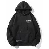 K&H TWENTY-ONE Unisex Black The Happiest Printed Hoodie Sweatshirt