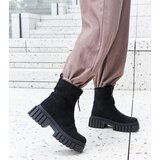 Gemre Azzurra black women's insulated ankle boots with a zipper and thick sole made of eco-suede | Shoptok.si