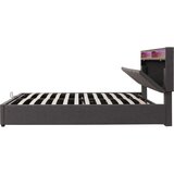 Lumor Oblazinjena postelja s predalom 140x190 cm iz lana z predali - nastavljiv nosilec za shranjevanje z LED - siva, (22151203) | Shoptok.si