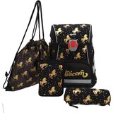 ABC123 Torba šolska 4-delni set led samorog zlat 24611 | Shoptok.si