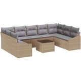  Vrtni kavč set Set 10 Bež, Siva Poli ratan, Tkanina Zunanji kavč, (22065123) | Shoptok.si