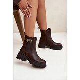 Boto Women's ankle boots with gold detail insulated brown Serene Cene