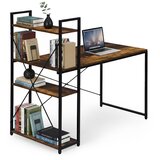 ModernHome uredski stol 120 × 60 cm s policom i 3 police – crno smeđi | shoptok.hr