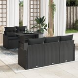 vidaXL 6-delni set sedežne garniture za vrt z blazinami črna poli ratan | Shoptok.si