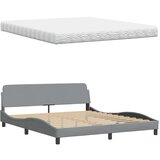 vidaXL Postelja z vzmetnico svetlo siva 180x200 cm blago | Shoptok.si