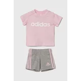 Adidas Otroški bombažen komplet roza barva