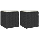 vidaXL Vrtni stolčki z blazinami 2 kosa Črna 40x40x43 cm Poly Rattan Cene