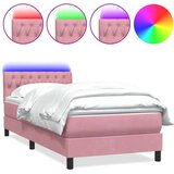 Box spring postelja z vzmetnico roza 90x220 cm žamet, (22053755) | Shoptok.si