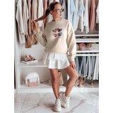 DStreet Bluza damske oversiz z sercami MADELIN cappuccino | shoptok.hr