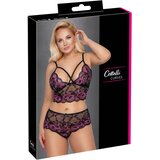 Cottelli Plus Size - cvjetni komplet grudnjaka (crno-ljubičasti) - 3XL/4XL | shoptok.hr