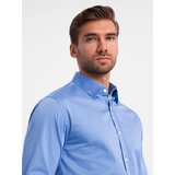 Ombre Classic men's SLIM FIT satin fabric shirt - blue | Eponuda.ba