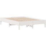vidaXL Posteljni okvir brez vzmetnice bel 140x190 cm trdna borovina | Shoptok.si