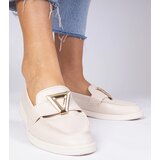 Gemre Beige women's loafers with elegant embellishment Viletta | Shoptok.si
