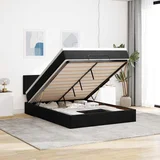 vidaXL Otomanska postelja z vzmetnico & LEDs črna 140x190 cm žamet
