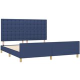  Okvir za krevet s uzglavljem plavi 160 x 200 cm od tkanine | shoptok.hr