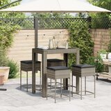  5-dijelni vrtni barski set od poliratana s jastucima sivi Siva 100 x 60.5 x 110.5 cm | shoptok.hr