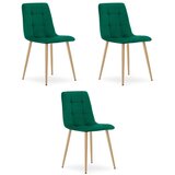 KARA stolica - tamnozeleni baršun / noge u boji drveta x 3 | shoptok.hr