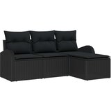  4-dijelni vrtni kauč set s jastučićima Crni poli ratan 2-sjedni vrtni kauč s pohranom i jastučićima Crni poli ratan | shoptok.hr