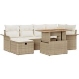 vidaXL 7-delni vrtna sofa set z blazinami Bež Poli Ratan | Shoptok.si