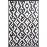 HOMESCAPES črno-bela geometrijska preproga za zunanjo uporabo z obojestranskim vzorcem, 119x186 cm, (20744754) | Shoptok.si