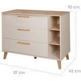 Roba Kremno bela/v naravni barvi otroška komoda v hrastovem dekorju s previjalnim pultom 117x103x78 cm Jil – | Shoptok.si