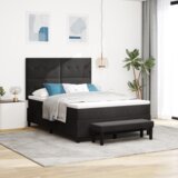 vidaXL Box Spring Postelja z Ležiščem & Klopjo Črna 140x190 cm Žamet | Shoptok.si