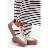 Zazoo Leather Women's Sneakers On Platform N1234 Beige-Red | Shoptok.si