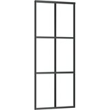 Furnova Drsna vrata ESG steklo in aluminij 76x205 cm črna, (21944775) | Shoptok.si