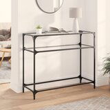 Maison Chic konzolna miza - miza ob steni s stekleno površino 98x35x81 cm jeklo, (21786511) | Shoptok.si