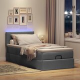 vidaXL Otomanski posteljni okvir z vzmetnico siv 90x190 cm blago Cene