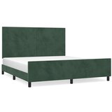  The Living Store Posteljni okvir z vzglavjem temno zelen 160x200 cm žamet - Posteljni Okvir Z Vzglavjem, (21450158) | Shoptok.si