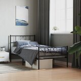 Maison Chic Kovinski Posteljni okvir - Enojna postelja - Postelja za odrasle z vzglavjem in vznožjem črn 75x190 cm, (21695996) | Shoptok.si
