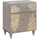 vidaXL Noćni ormar s ladicama Siva 50 x 33 x 60 cm masivno drvo manga Cijene