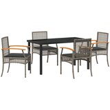 vidaXL 5-delni set vrtnih jedilnih stolov z blazinami, siva poli ratan | Shoptok.si